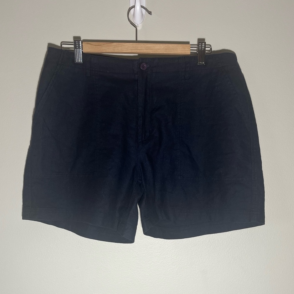 Paul Harris Design PHD Vtg Shorts Women Size 12 Navy Blue Linen Cotton Blend